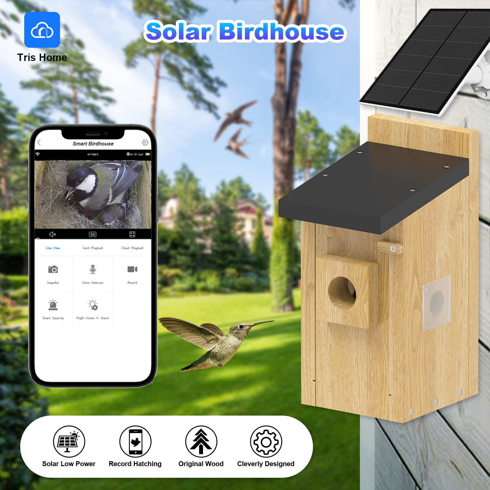 Solar Smart Visual Bird Nest/Birdhouse/Bird Nest With Low Power Camera Bird Incubation House
