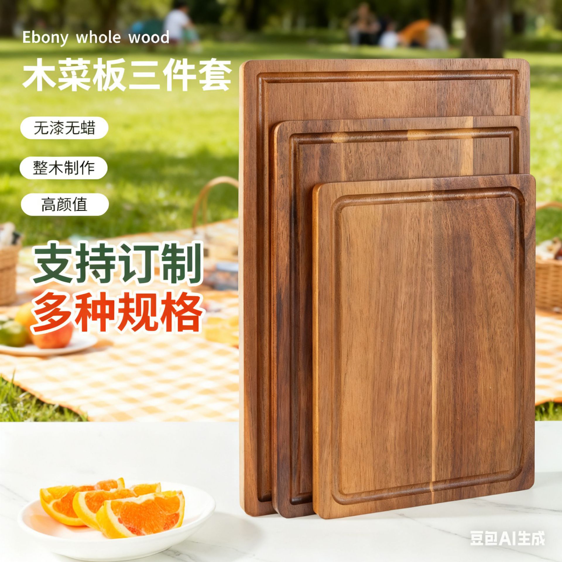 Solid Wood Cutting Board Whole Wood Kitchen Home Acacia Wood Solid Wood Chopping Board Kitchen Chopping Board Anti-Mold Double-Sided Cutting Board