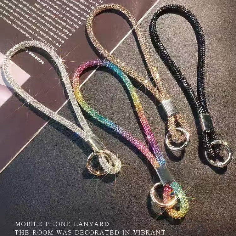 Mobile phone lanyard wrist chain luxury rhinestone pendant short lanyard phone chain