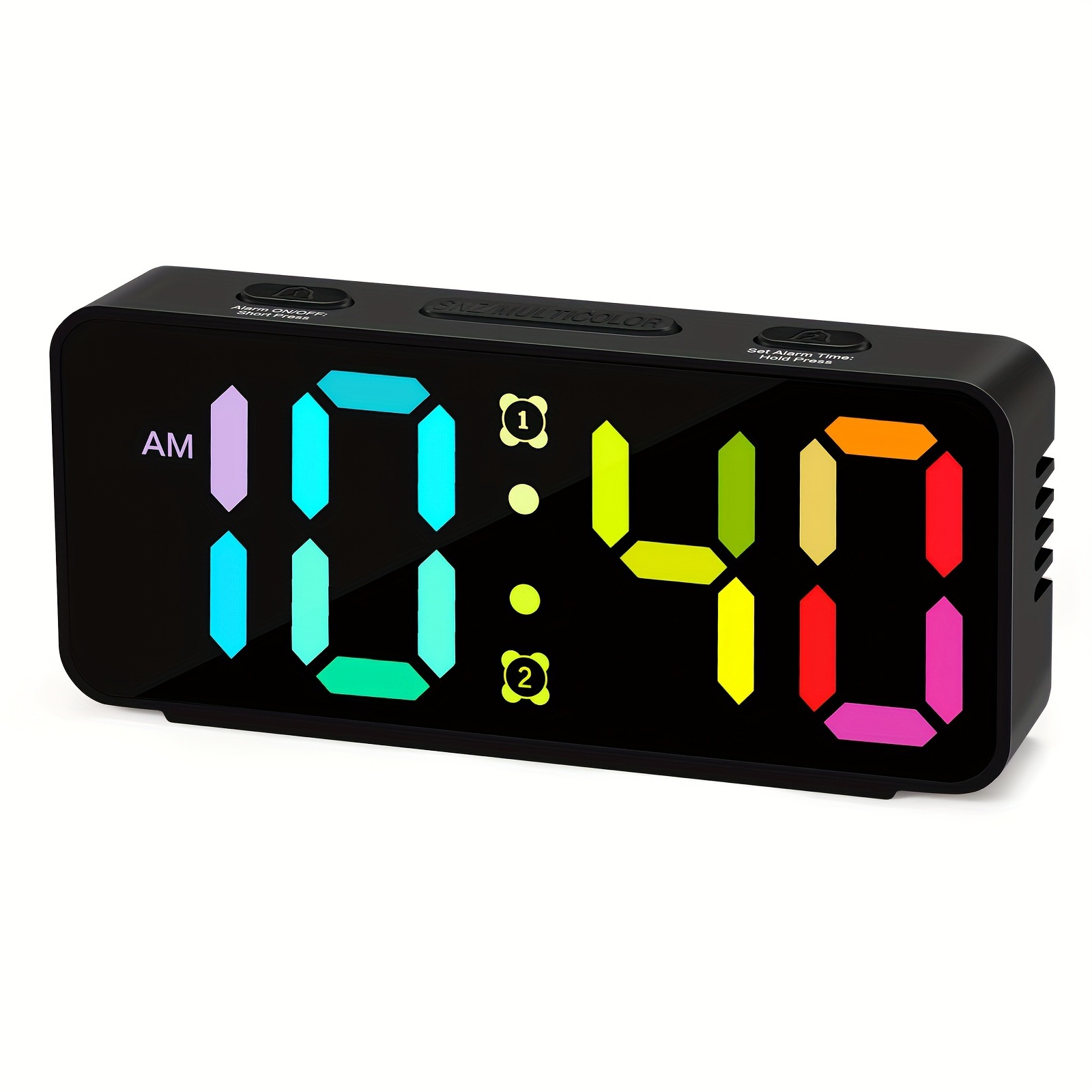 2024 RGB mirror 15 color screen color changing large sound large character alarm clock