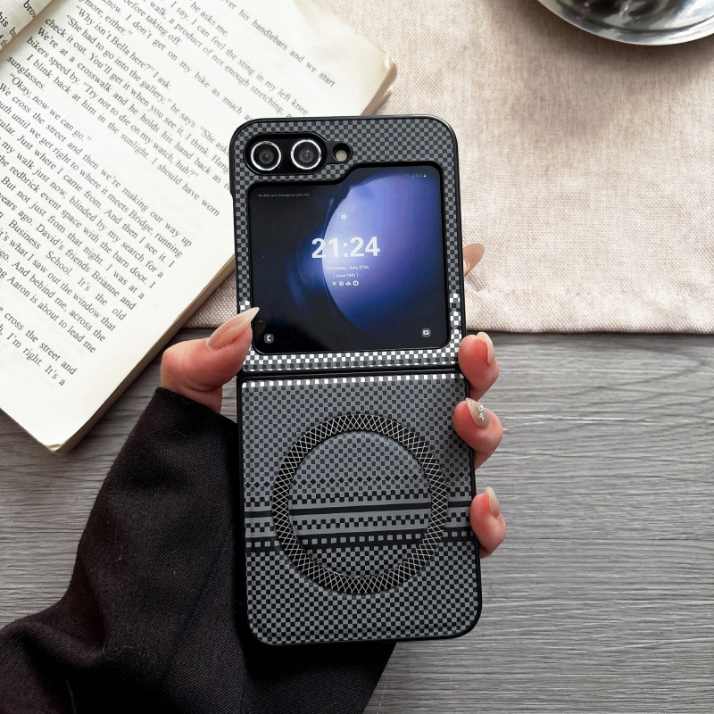 Compatible with Samsung Z Flip 7: Two-Tone Woven Texture Shock-Resistant Case, Z Flip 4 Magnetic Phone Case, Fold 7 Protective Case, MagSafe