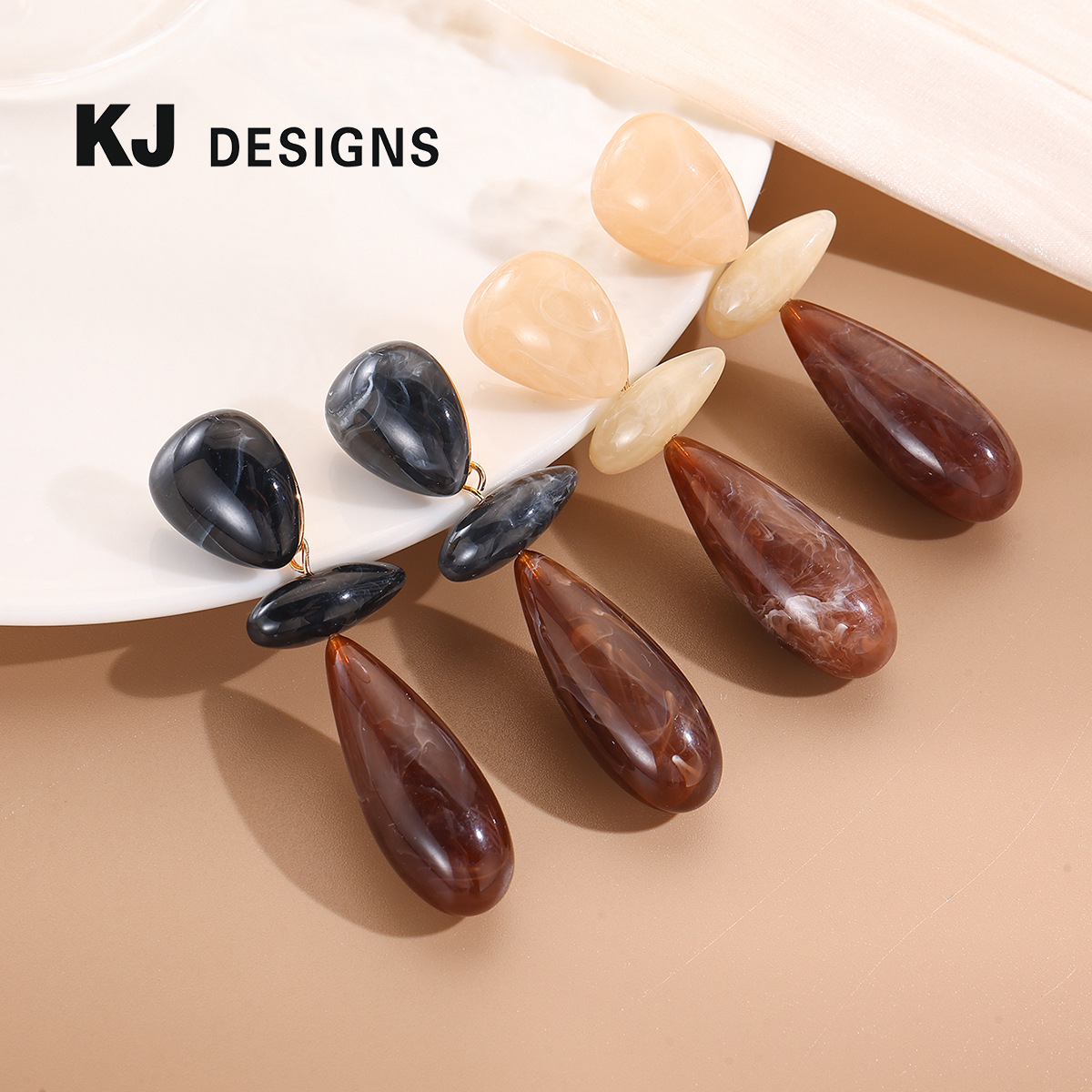 Kenjie earrings exaggerated oval resin long stud earrings for women