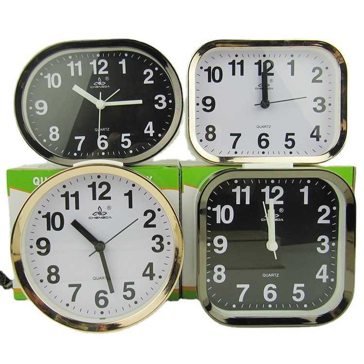 Alarm Clock Simple Exquisite Electroplated Frame Alarm Clock Round Square Oval Alarm Clock