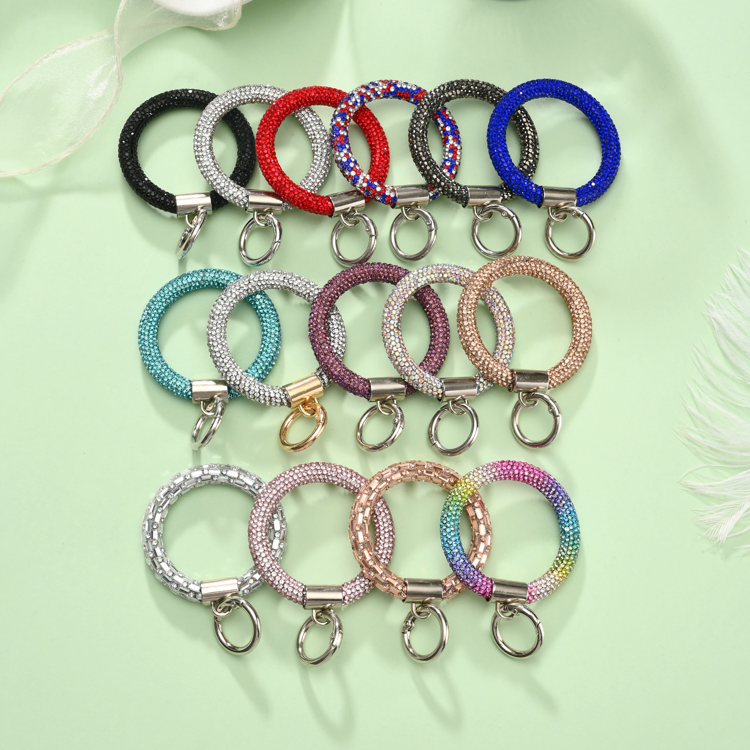 Phone lanyard keychain rhinestone hanging chain women luxury full rhinestone pendant phone chain