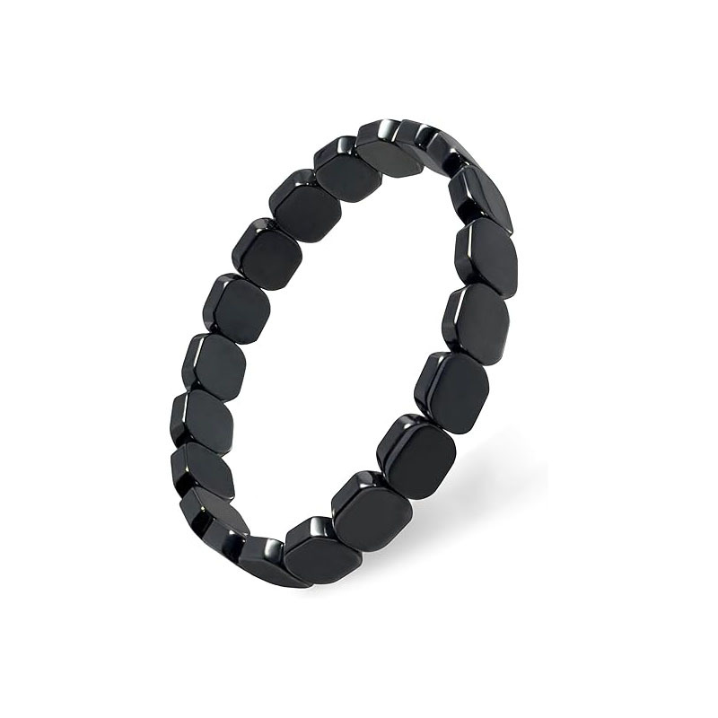 Square Black Obsidian Bracelet Men Italian Elastic Mix and Match Beaded Bracelet Accessories