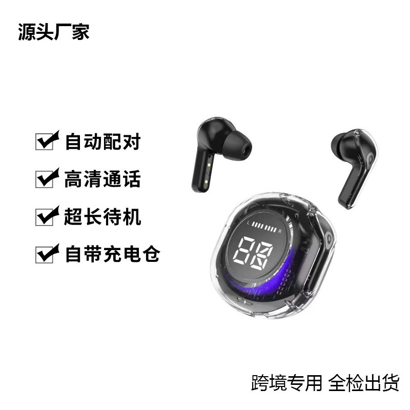 air39 Transparent Bluetooth Headset HK6 Sports Headset T8 HD Digital Display Ultra-long Battery Life Headset