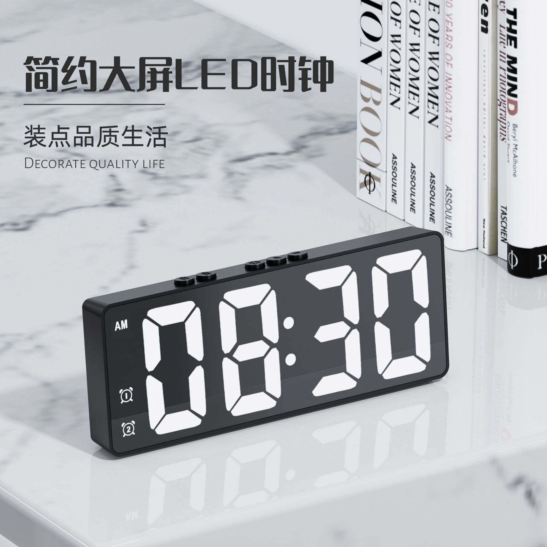 LED Mirror Electronic Alarm Clock USB Battery Dual Use Smart Voice Control Clock Student Special Alarm Clock