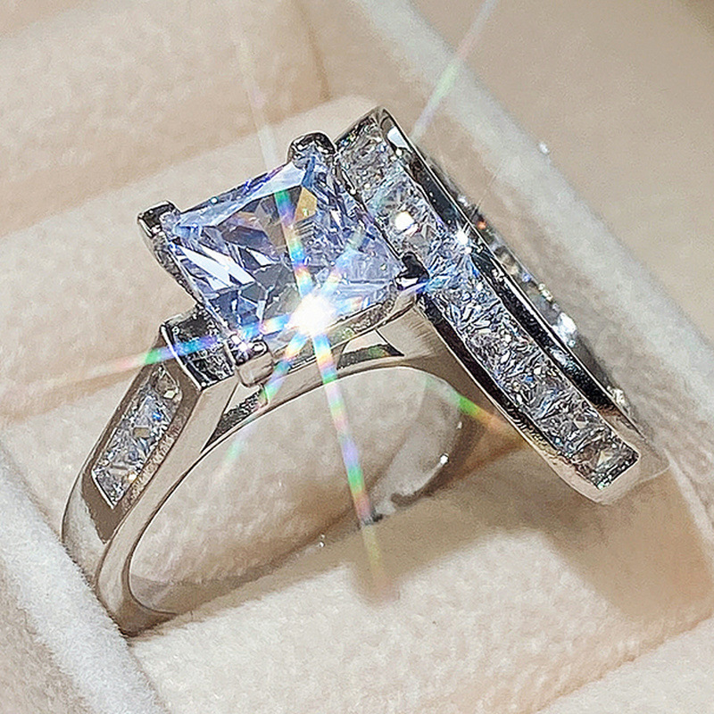 Cao Shi Women's Square Zircon Couple Ring Set Ring Jewelry