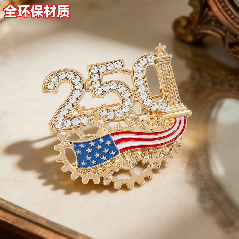 2026 US Founding 250th Anniversary Commemorative Brooch Independence Day Patriotic Medal Corsage Accessory