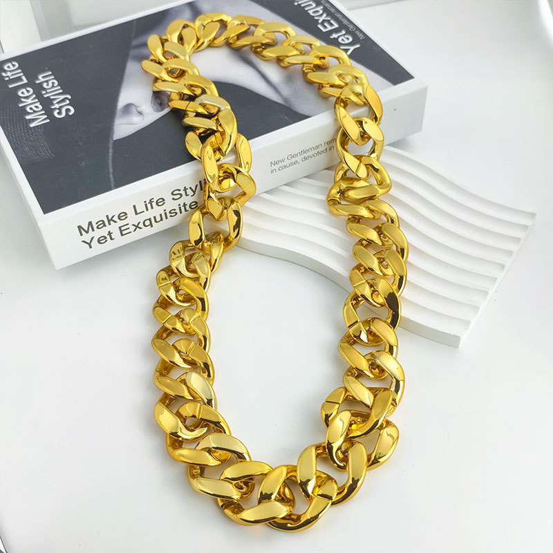Big gold necklace thick and coarse performance nightclub disco rich exaggerated hip-hop style male