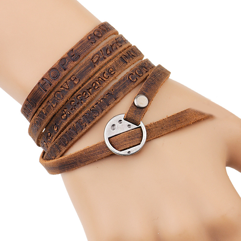 Production processing five-circle embossed genuine cowhide bracelet bracelet accessories