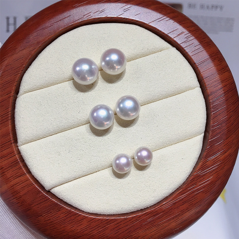 Natural freshwater pearl stud earrings women S925 sterling silver high brightness small bulb plump flawless pearl ear accessories