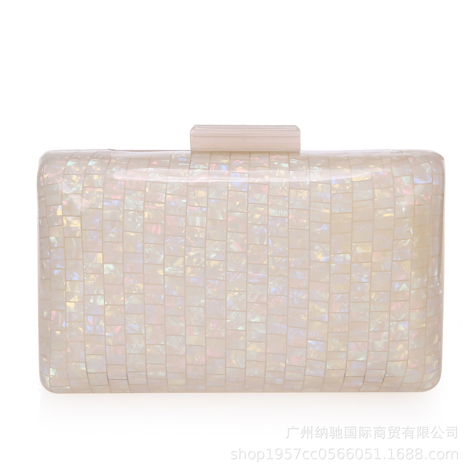 Evening bag small grid box bag metal chain bag acrylic clutch organic glass wallet