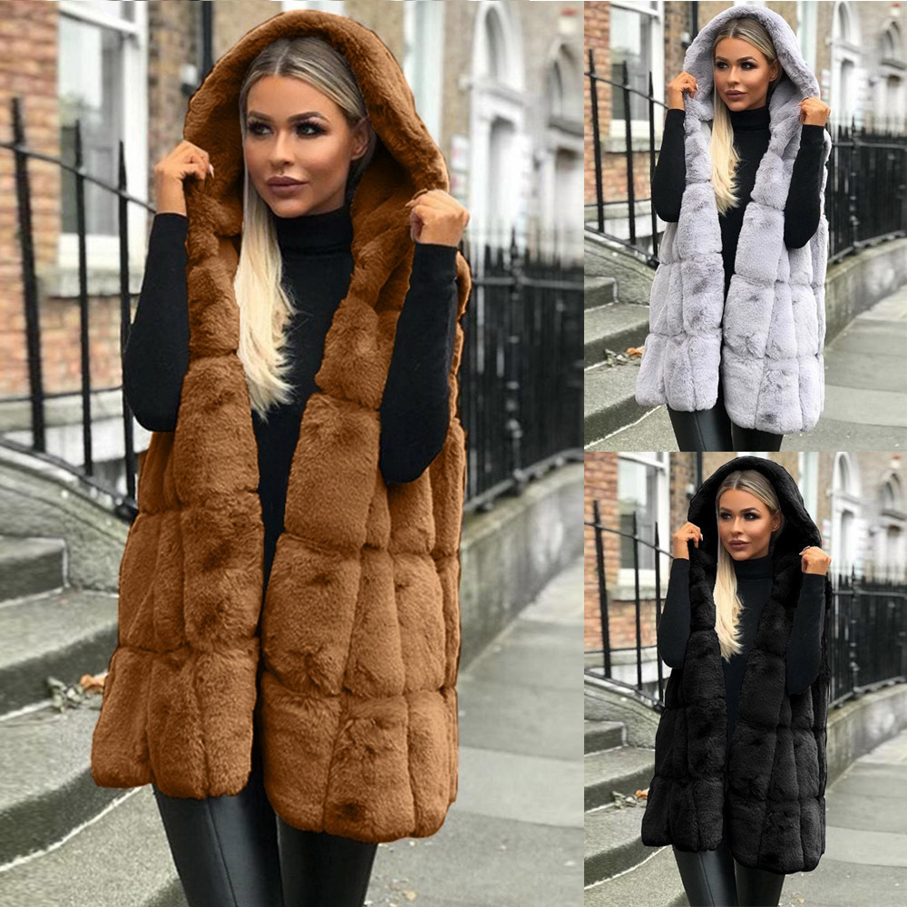 Faux fur hooded vest hot autumn/winter new hooded faux fur vest women's imitation Haining fur