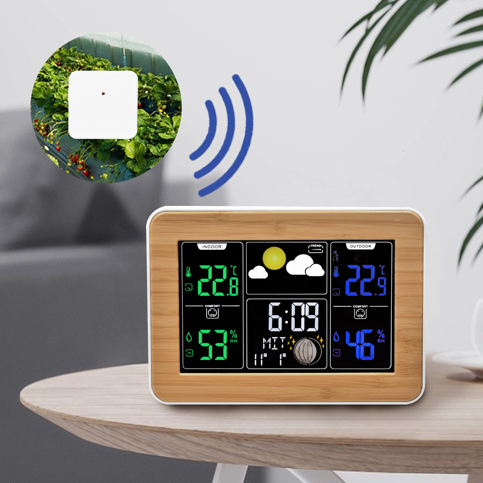 Alarm Clock Color Screen Weather Forecast Clock Temperature Humidity Multi-function Weather Station Alarm Clock Color Screen Crescent Clock