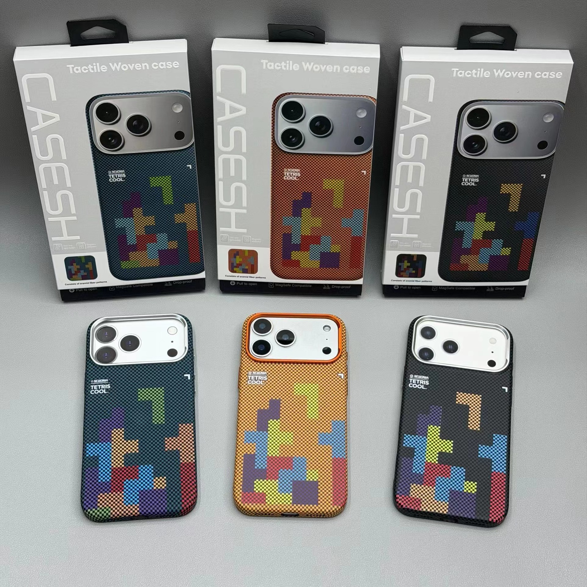 For iPhone 17 Pro Max Stitched Contrast Color Block Phone Case Apple 16 Woven Texture Magnetic Matte Hard Case