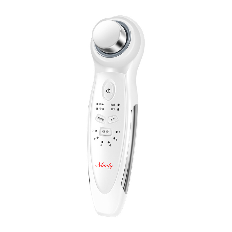 Ultrasonic Beauty Instrument Face Cleaner Face Slimming Instrument Deep Cleansing Skin Tender Warm导入 Red Blue Light Anti-aging Rejuvenation