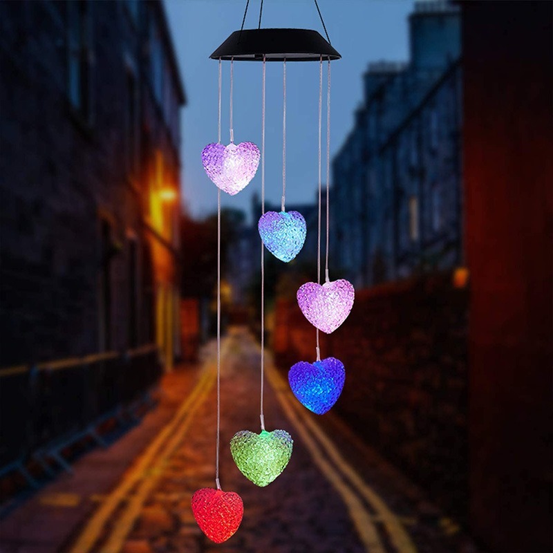 Solar Wind Chime Courtyard Decorative Light Color Changing Balcony Outdoor Waterproof Hanging LED Hummingbird Light String