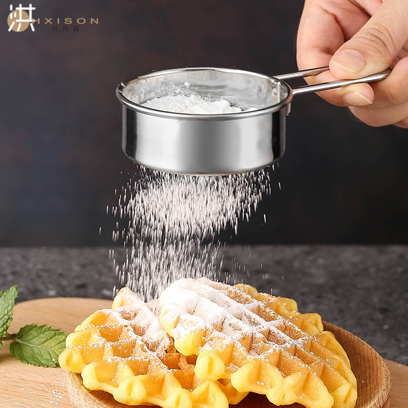 304 stainless steel handheld mini flour sifter, 40 mesh sugar powder sifter, cocoa powder duster, baking household mesh sieve