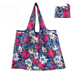 Portable 210D nylon drawstring storage bag waterproof polyester drawstring zipper folding shopping bag