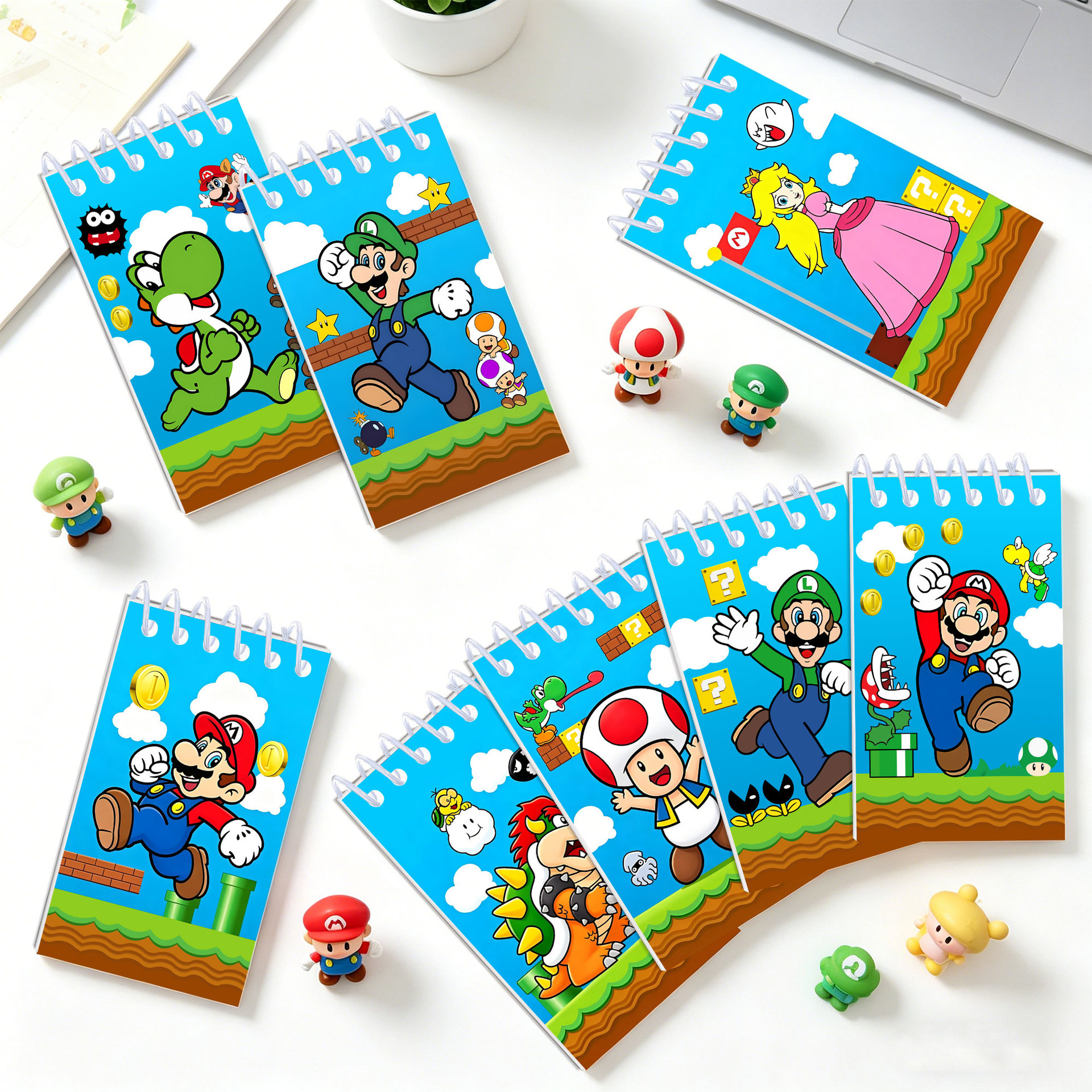 New Mario Theme Spiral Notebook Cartoon Notepad Student Portable Small Notebook Cartoon Notebook