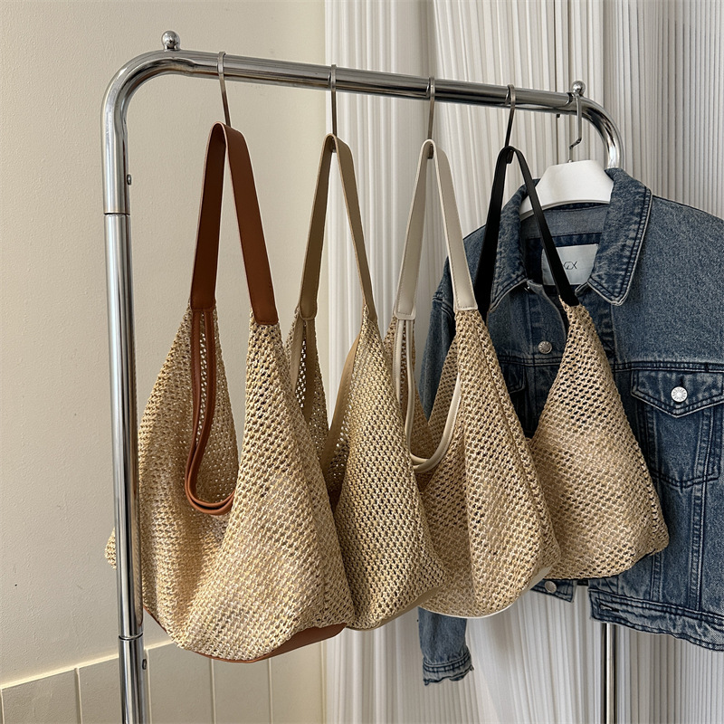 Straw woven large capacity casual bag 2026 summer woven single shoulder underarm bag tote bag