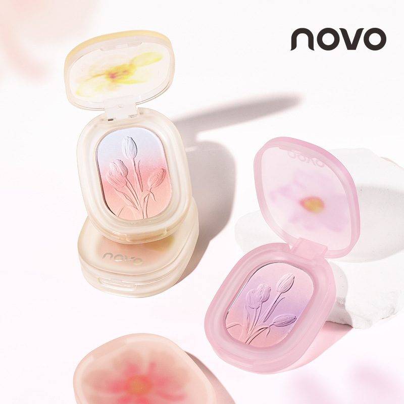 Makeup NOVO Summer Evening Cherry Three-color Gradient Blush Contraction Expansion One-piece Plate Naked Makeup Peach Blush 6103