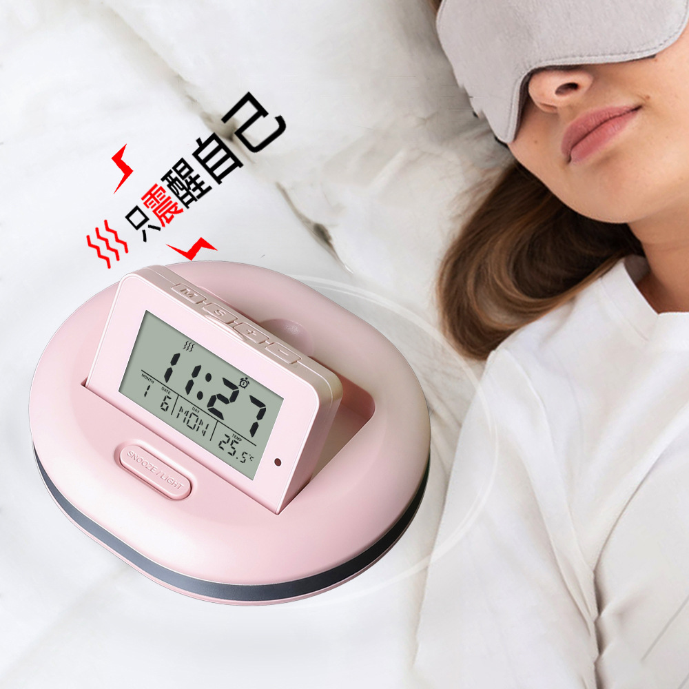 Student vibration alarm clock, pillow night light silent electronic clock, multi-functional music small alarm clock timer