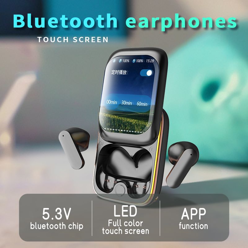 Strict H8 large screen slide smart Bluetooth earphone color screen display noise reduction touch screen multifunctional wireless TWS