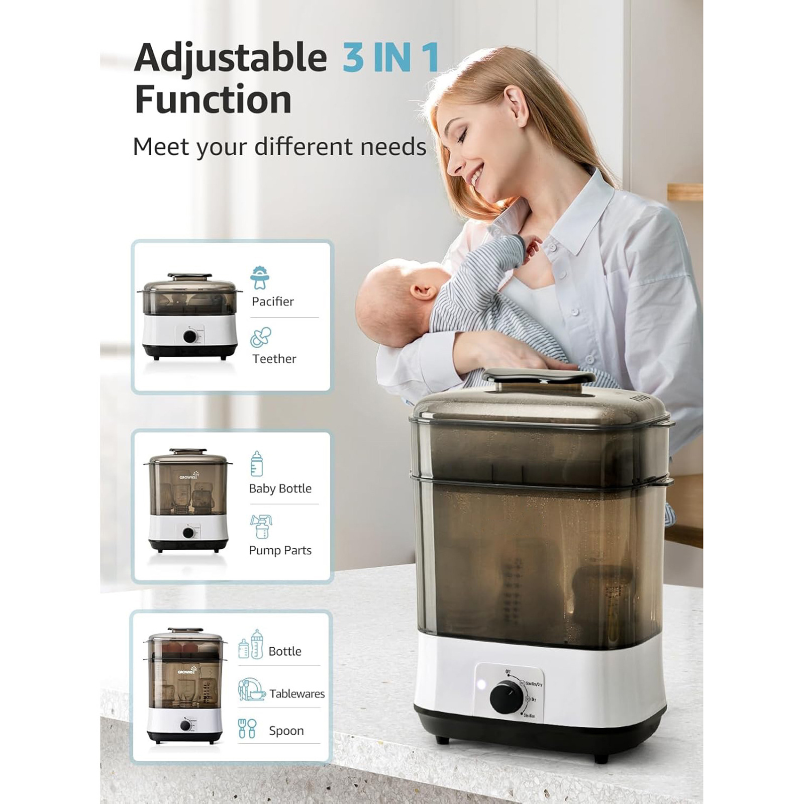 Baby Bottle Sterilizer and Dryer 2-in-1 Large Capacity for Baby