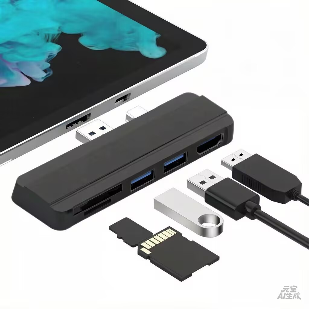 Soft Docking Station for Surface Pro 12/11/8/6 USB3.0 Hub SD/TF HDMI4K RJ45