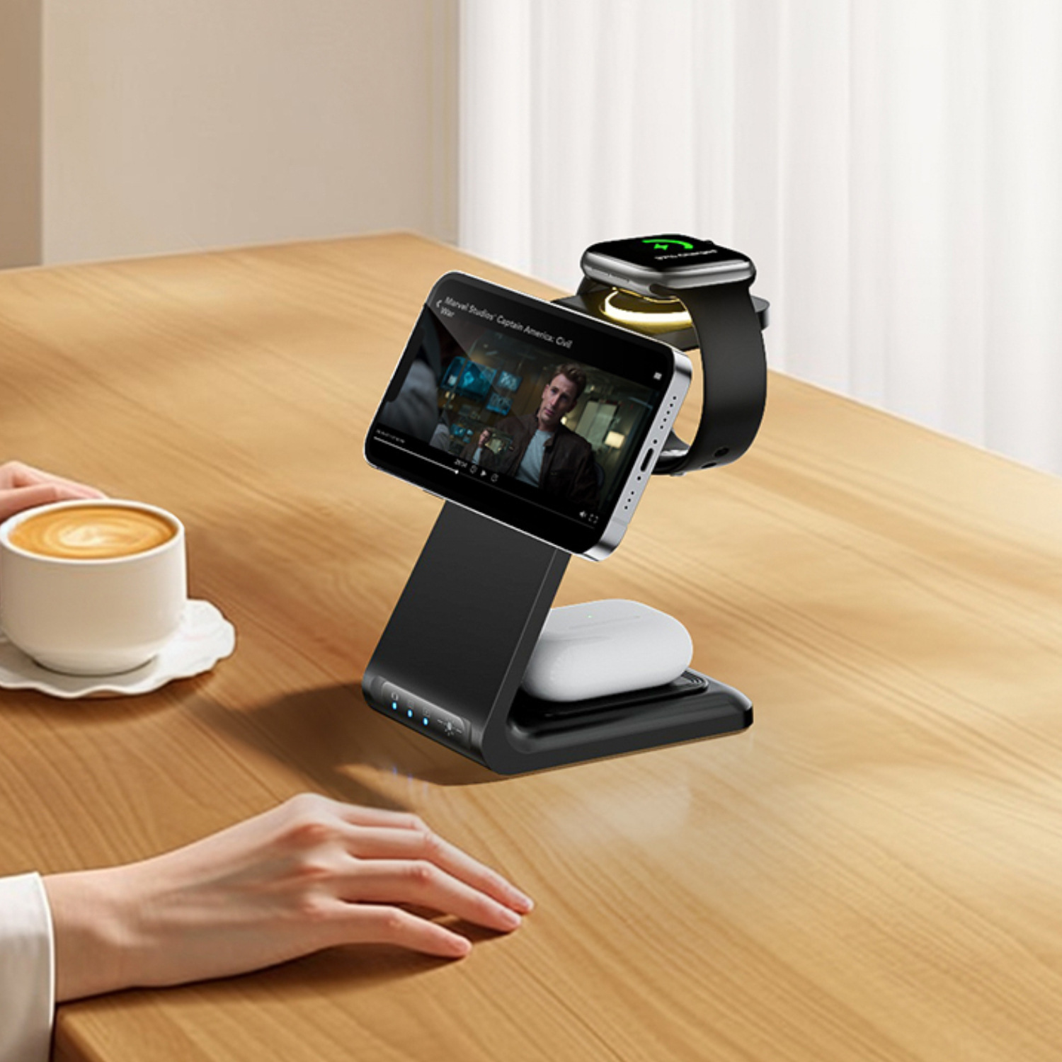 Four-in-One Wireless Charger Compatible with Apple Phone Watch iWatch Base AirPods Magnetic Stand