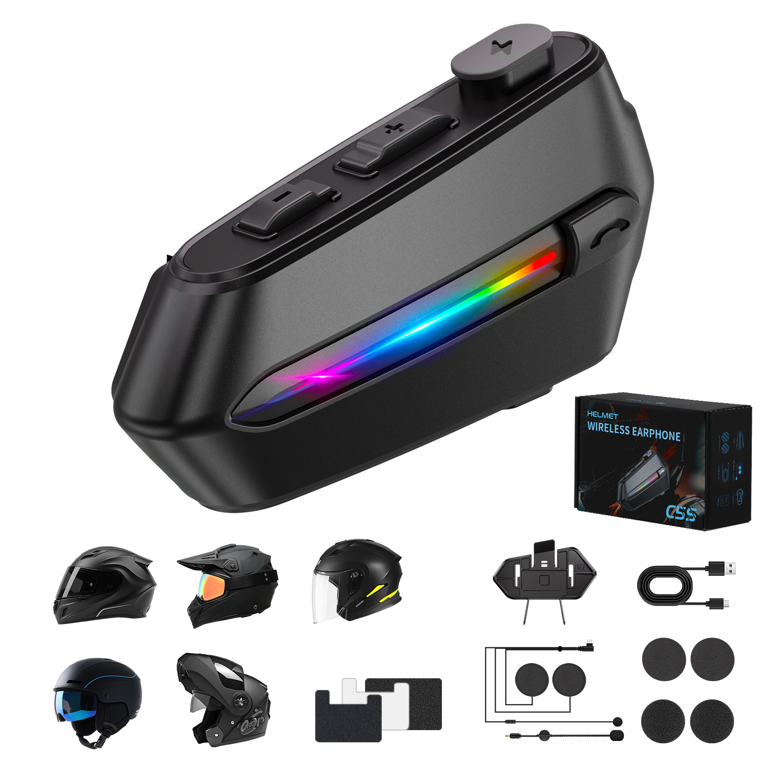 New motorcycle helmet Bluetooth headset 5.4 noise reduction waterproof riding rider large capacity dual microphone headset C5S