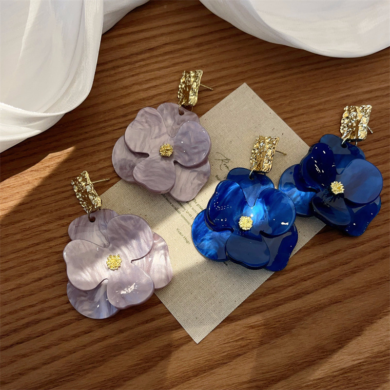 Super Ethereal Flower Big Earrings Beach Vacation Style Exaggerated Cool Niche Ear Accessories