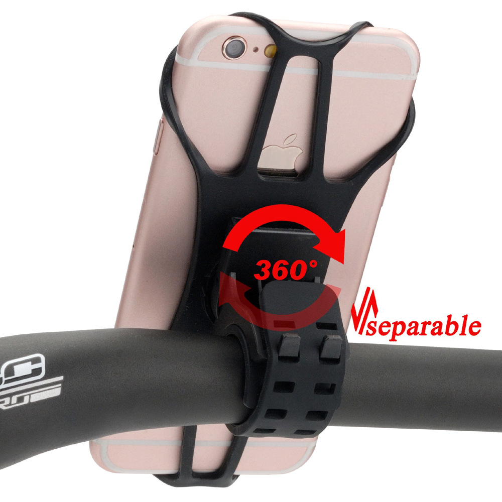 360 Degree Rotating Detachable Silicone Bicycle Phone Holder Navigation Takeout Car Mount Fixed Phone Holder
