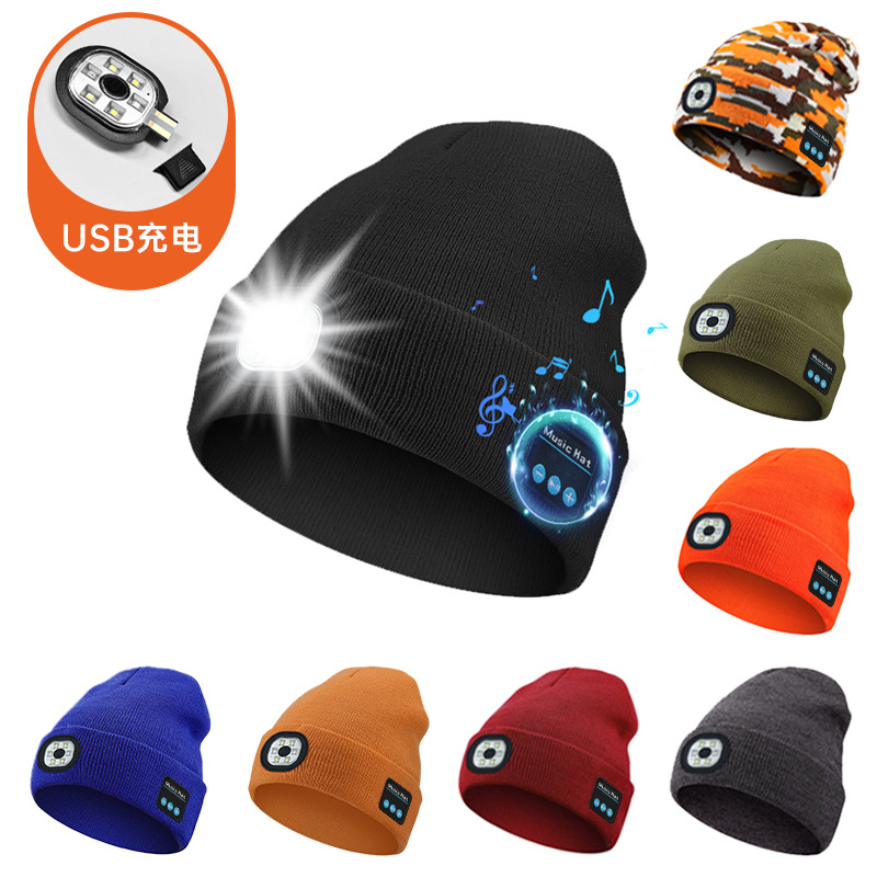 LED light-up Bluetooth music hat Christmas party outdoor colorful night running warning light hat