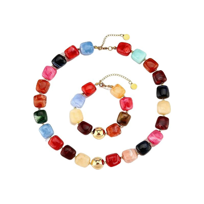 New Milad Style Gradient Acrylic Geometric Bracelet Necklace Simple