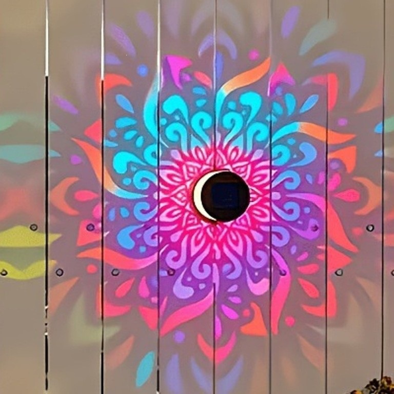 Solar Mandala Wall Light Outdoor Wall Mounted Garden Courtyard Projection Decoration Atmosphere Light