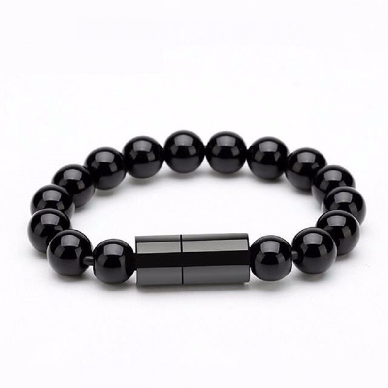 Data cable portable short bracelet-style Buddha bead charging cable for Apple Huawei Type-C Android universal