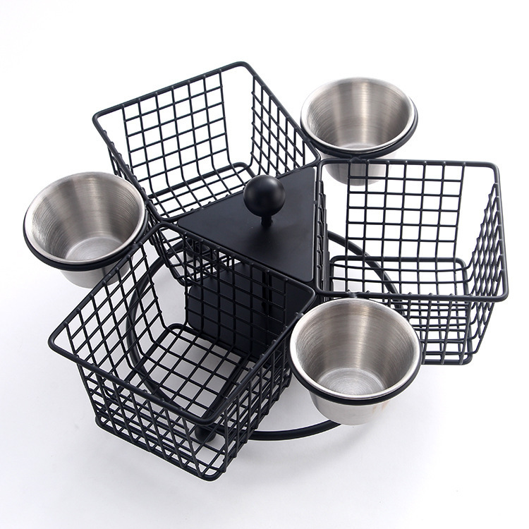 Rotating French Fry Basket Fried Chicken French Fries Snack Basket American Restaurant Square Multi-functional Frying Basket