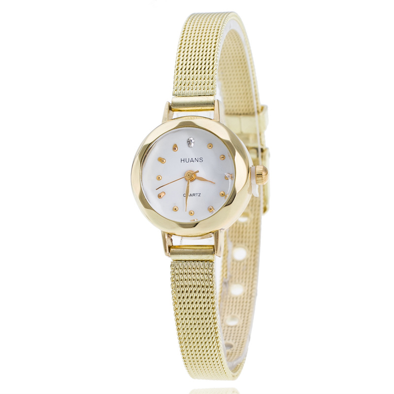 HUANS watch alloy fine mesh strap watch student gold diamond-set quartz watch