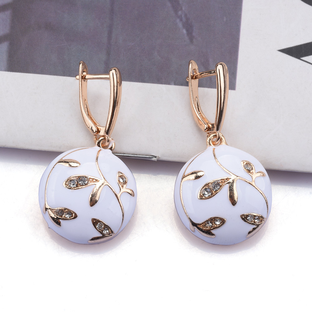 2023 summer new earrings alloy enamel earrings geometric niche accessories earrings