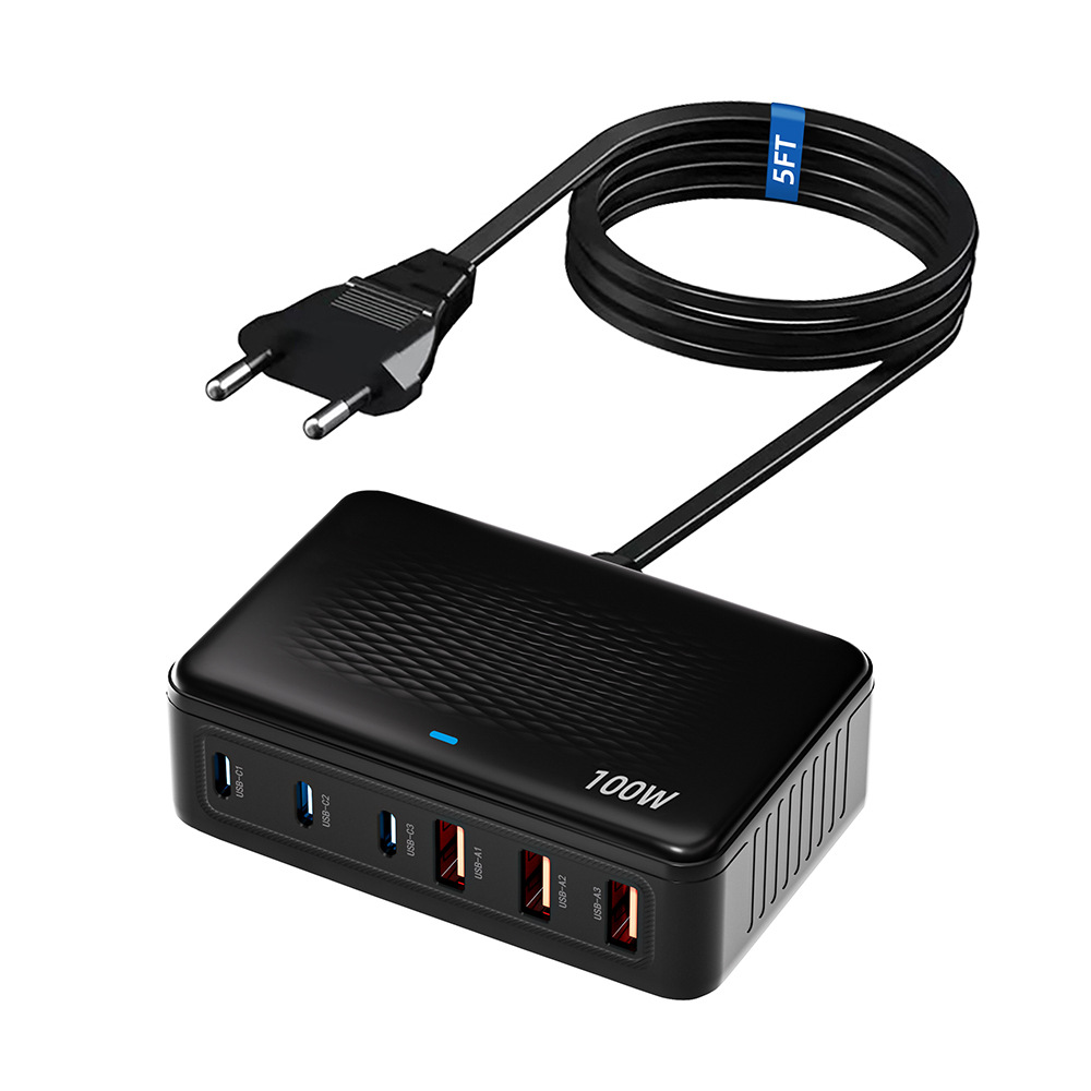 New 100W EU standard 3C3A desktop charger for Apple 15 phone tablet multi-port Samsung charger