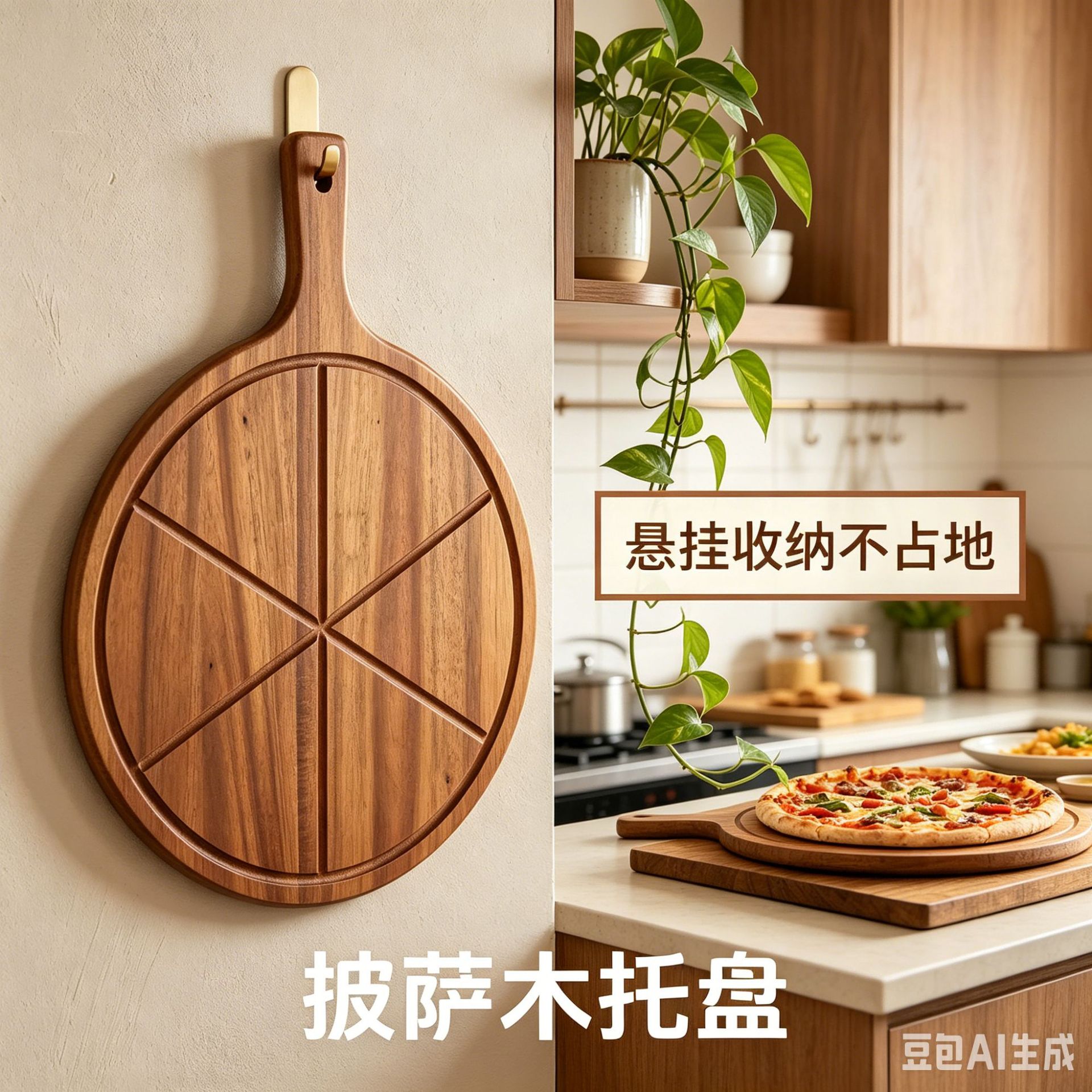 Acacia wood pizza tray commercial Western restaurant steak bread tray solid wood cake serving plate household baking wooden tray