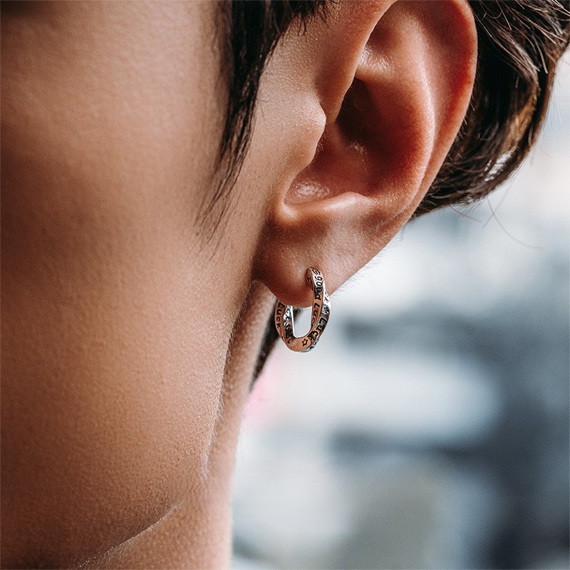 Mobius plain circle earrings for men, handsome ear studs earrings ear hoop ear jewelry