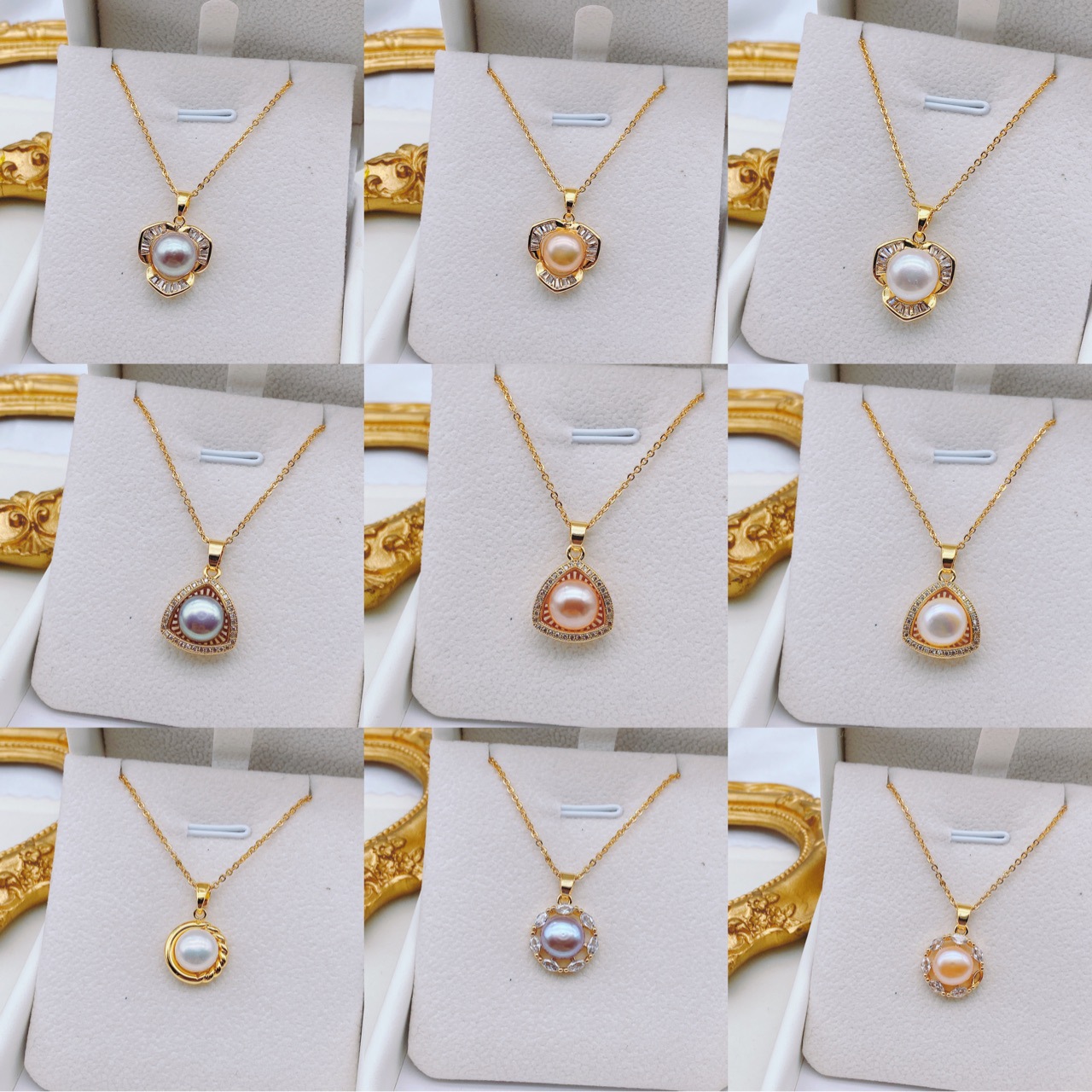 Natural Freshwater Pearl Pendant Necklace Summer Necklace Wrapped 18K Gold