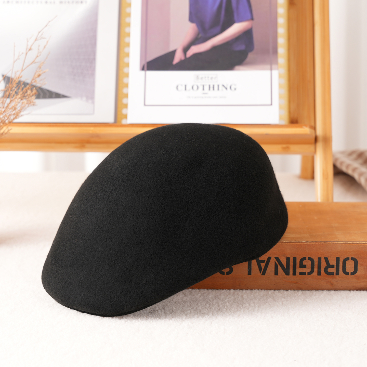 Forward Cap Pure Wool Felt Autumn/Winter Men and Women Simple Beret Breathable Warm Visor Hat