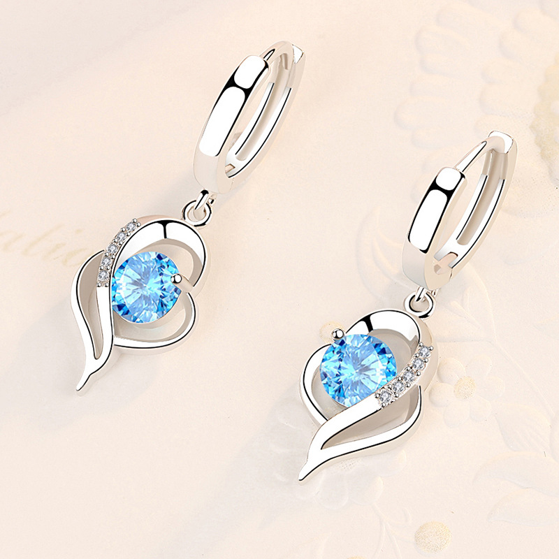 Earrings with you in my heart for women, long new heart-shaped earrings, white copper jewelry