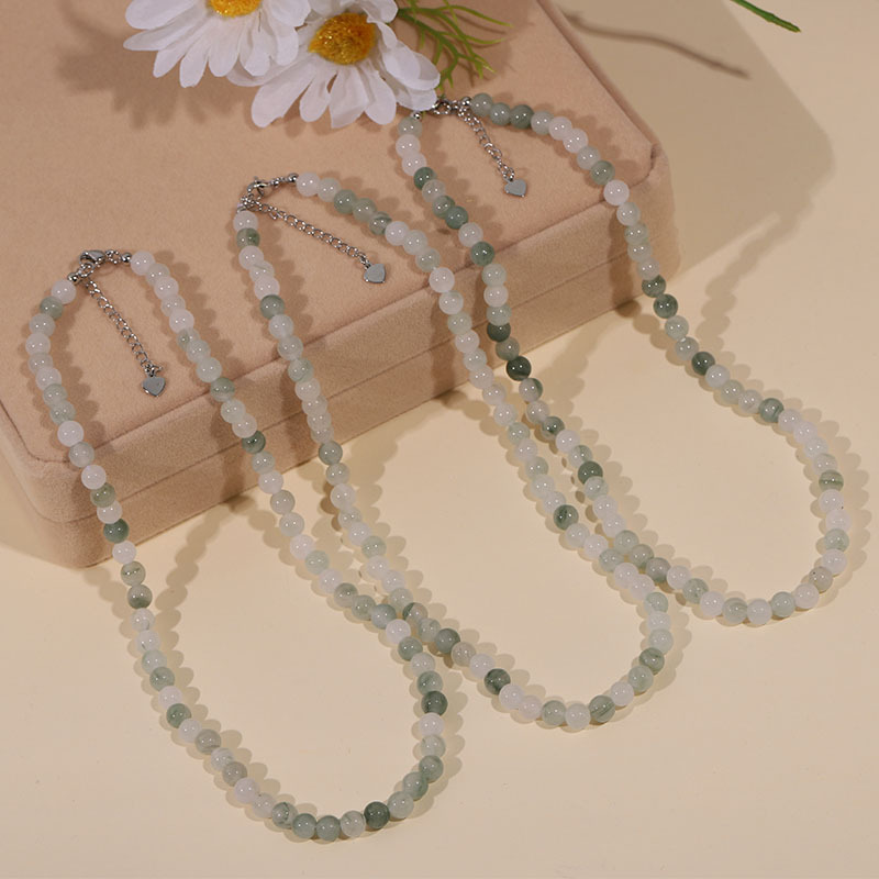 Tianshan Jade Necklace for Women Jade Clavicle Chain Bracelet Simple Design Natural Stone Beaded