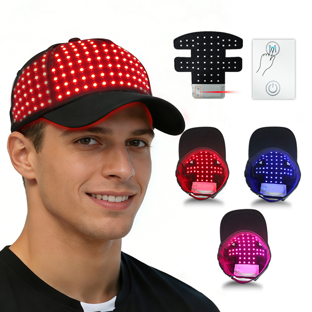 LED Hair Growth Device Red Light Blue Light Infrared Scalp Hair Nourishing Cap Wireless Light Wave Physiotherapy Hair Growth Cap